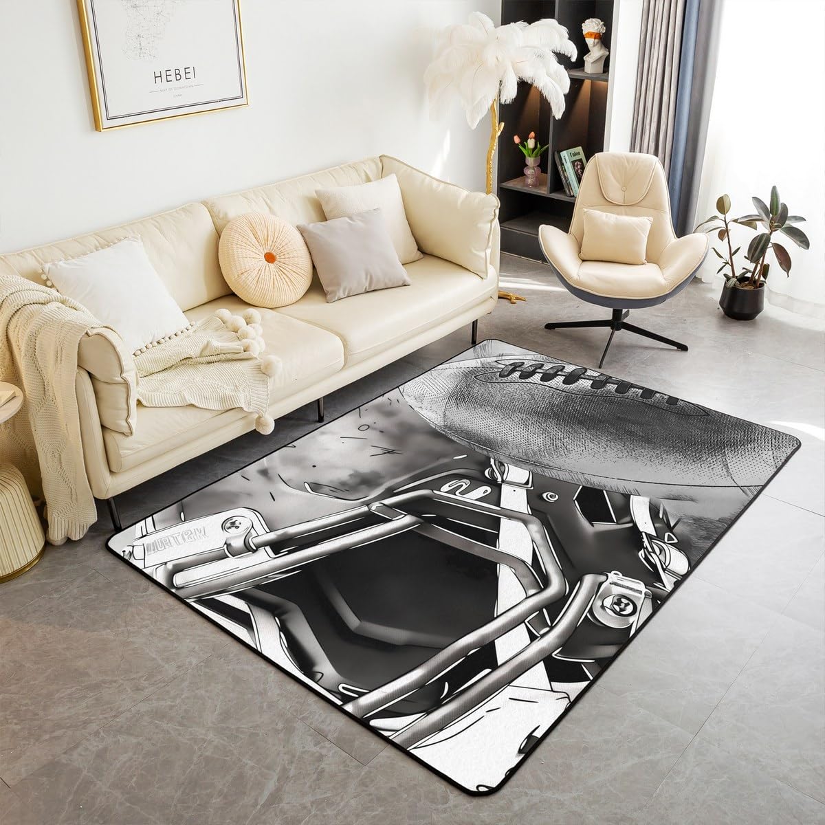 

Erosebridal Ships Wheel Area Rug 5X7,Steering Wheel Pattern Carpet,Bule and White Striped Indoor Floor Mat,Cute Navigation Equipment Non Sli 160cm x 200cm