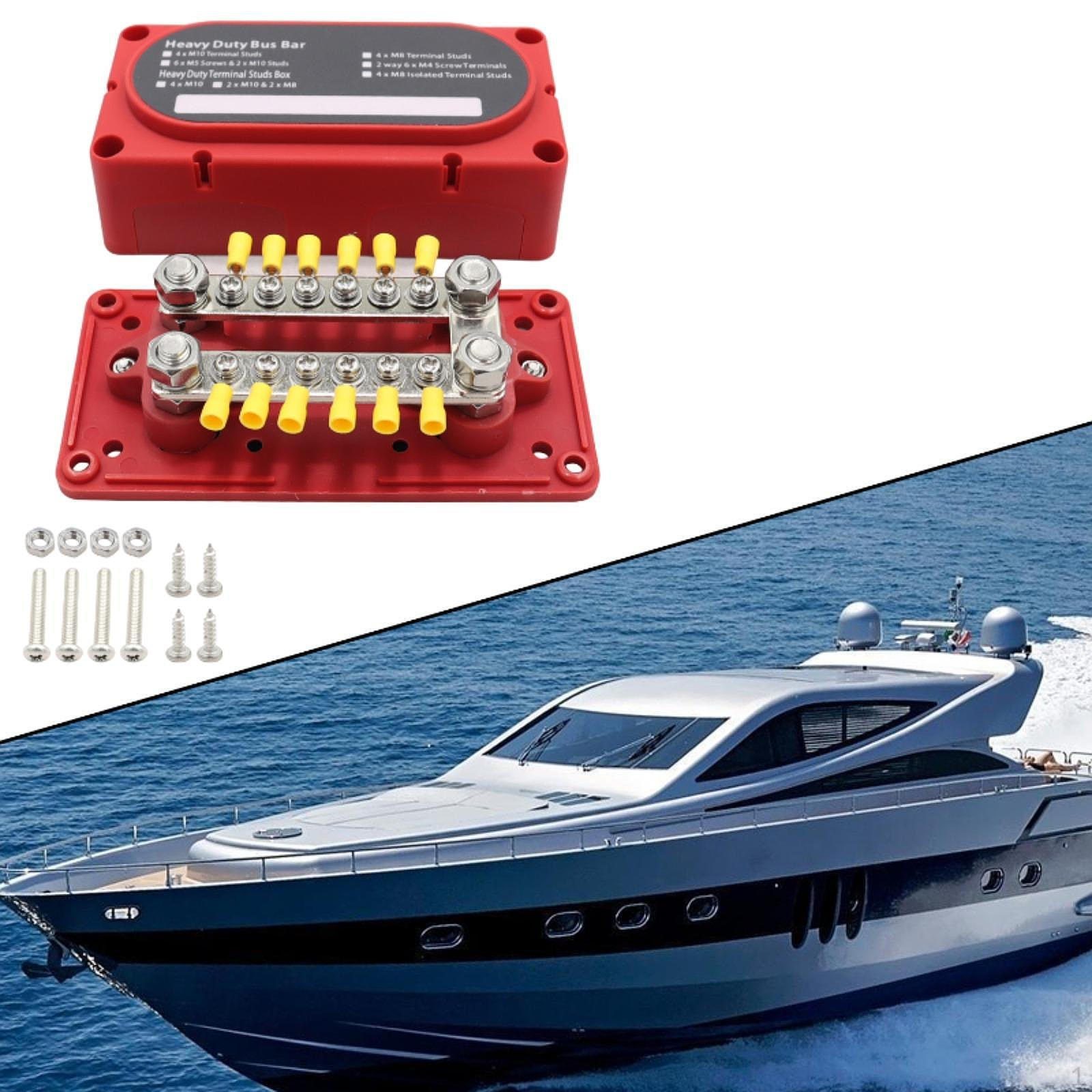 

48V 150A Bus Bar Power Distribution Block with M10 Stud for Automotive And Marine червоний