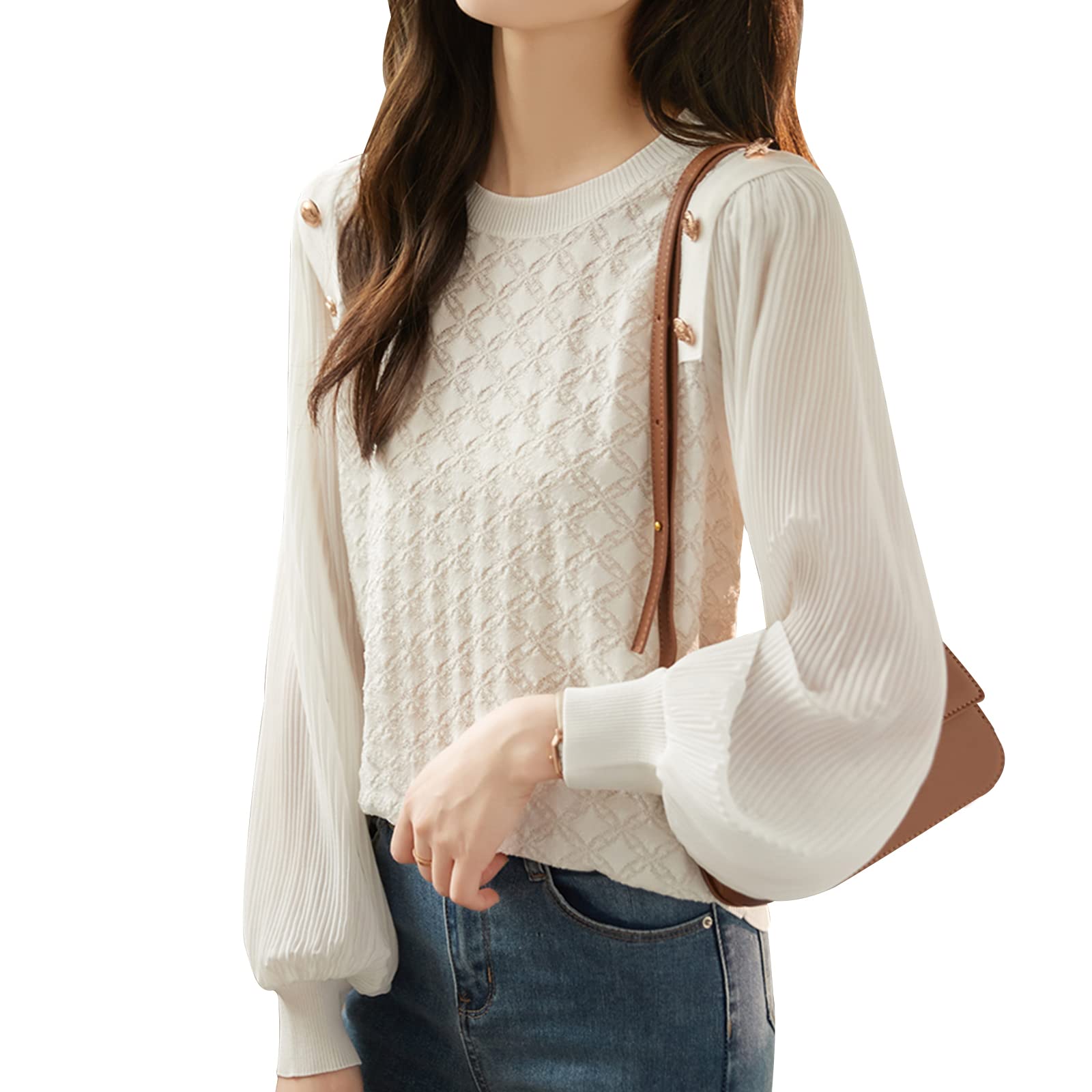 

Винсент дом Легкий трикотаж Длинный однотонный для женского свитера, Рукав, В полоску, Повседневный, Эластичный, Простой, Элегантный, Женственный, Цвет, Для работы, Офис, белый