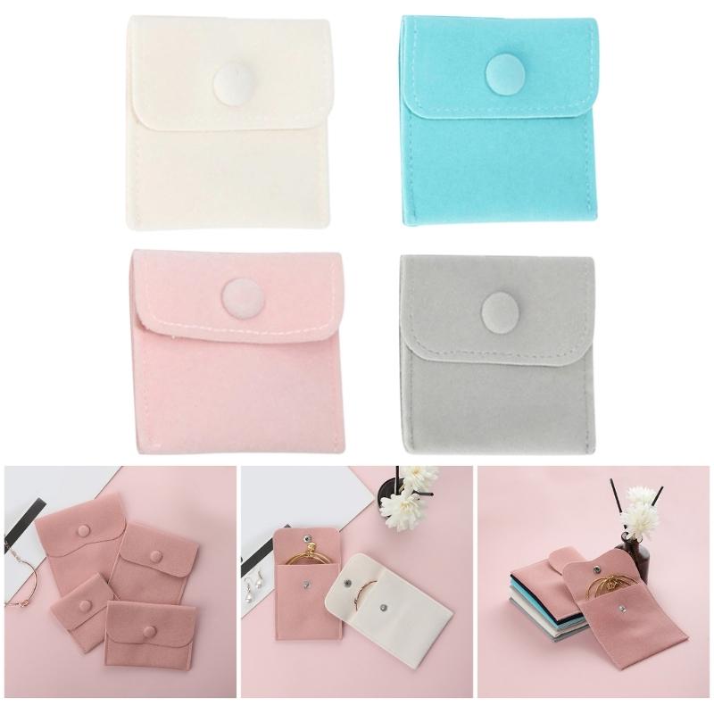12pcs Convenient Flannel Jewelry Pouches Small Fabric Bags With Snap Closure For Jewelry Storage And Gift Packaging