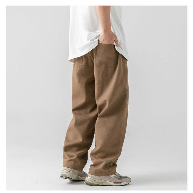 Men S Vintage Loose Fit Cotton Casual Solid Long Trousers