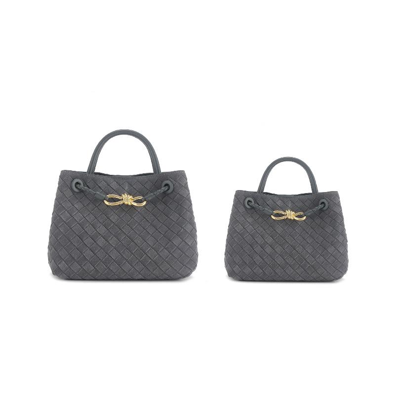 Suede Woven Bag, Hand Bag, Women's Bow Metal Buckle, Large Capacity Commuter Shoulder Messenger Tote Bag
