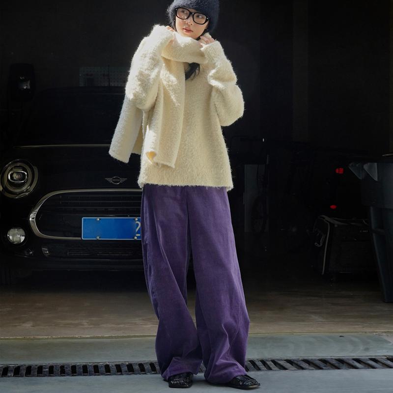 Johnature Winter Korean Version Corduroy Casual Pants Simple Straight Leg Loose Thermal Pants Women Thick