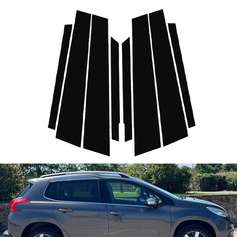 8pcs Car Door Window Column BC Pillar Post Cover Trim PC Material Sticker Fit For Peugeot 2008 2014-2018