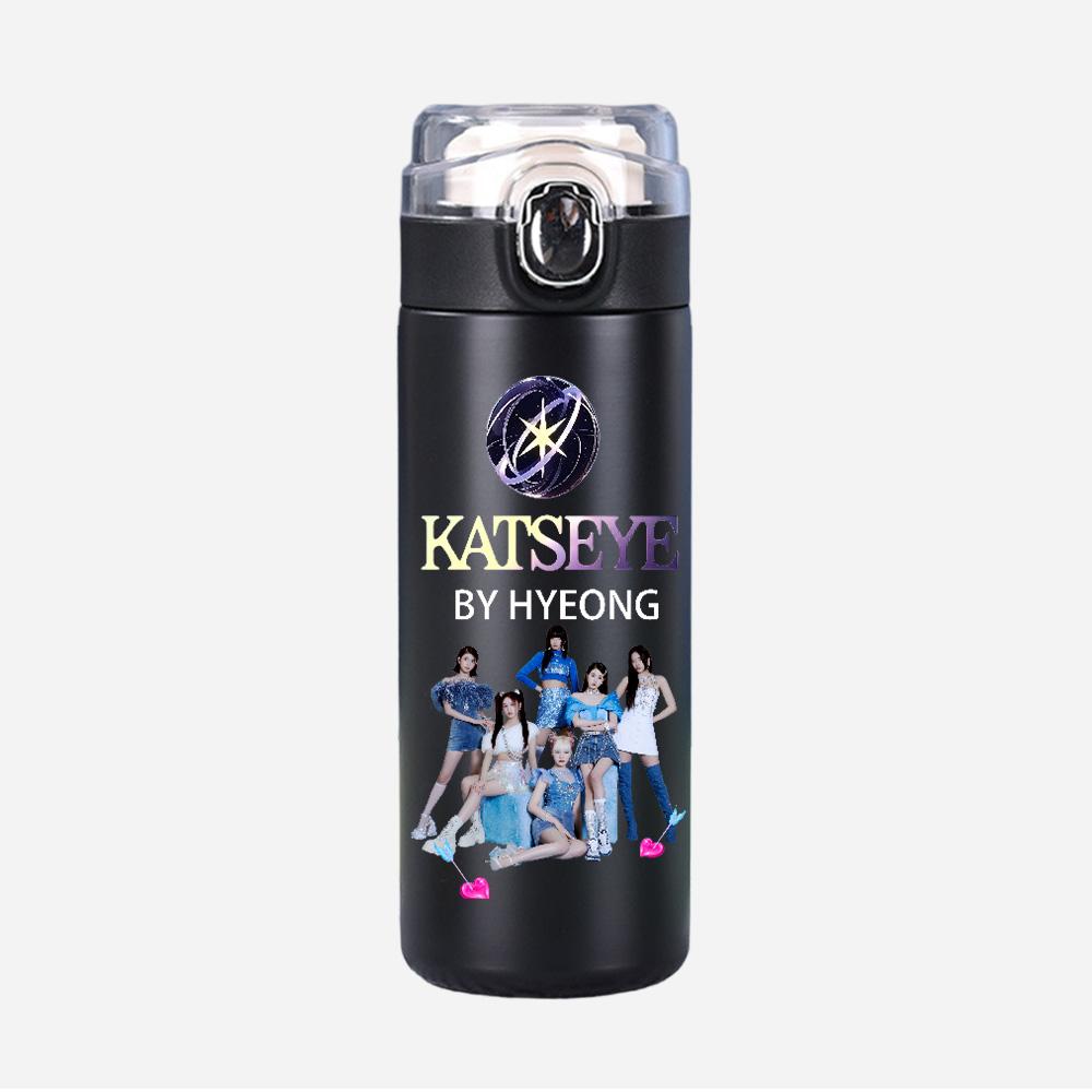 400Ml Water Bottle Anime Cartoon KATSEYE Printed Thermos Cup Portable Stainless Steel Outdoor Sports Water Cup Children Kid Gift