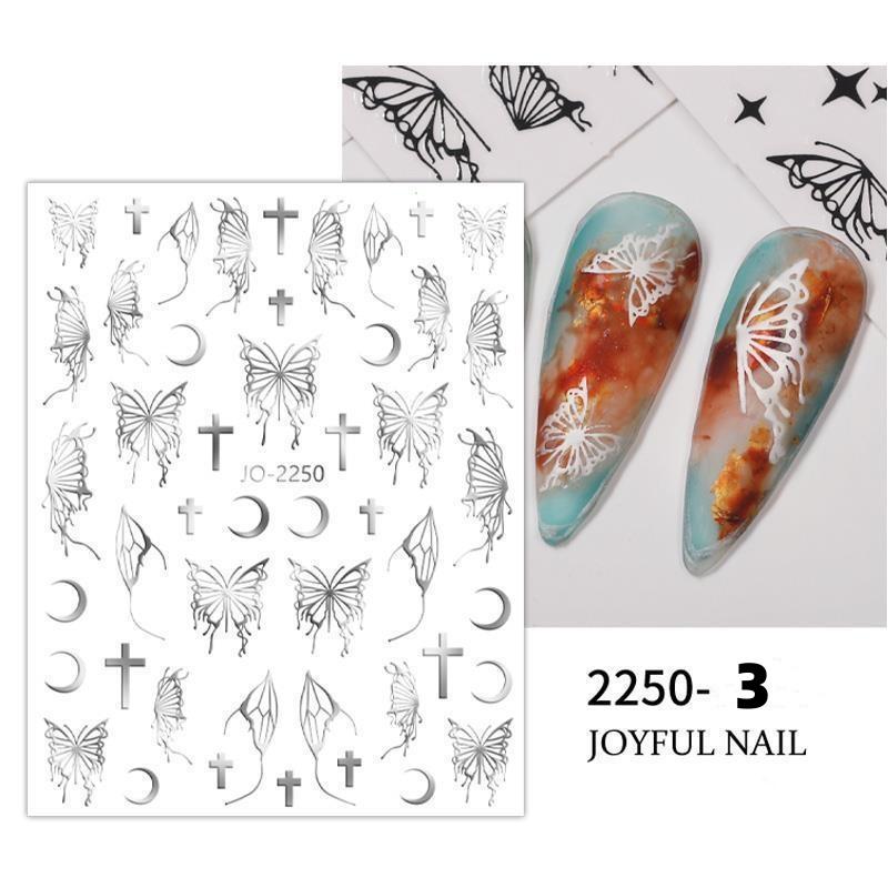Nail Art Liquid Butterfly Sticker Black and White Laser Aurora Dark Hollow DIY Nail Decorations