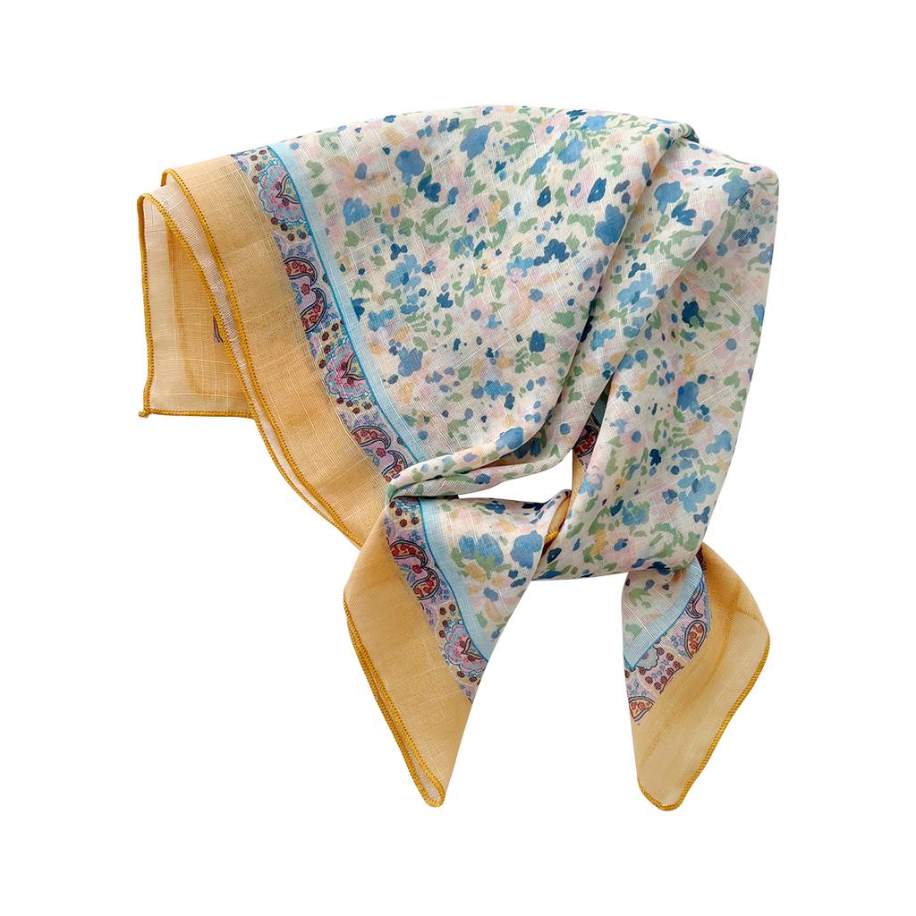Korean Literary And Versatile Fashion Scarf Spring And Summer Cotton And Linen Small Square Scarf Silk Scarf Femininity Headband Scarf