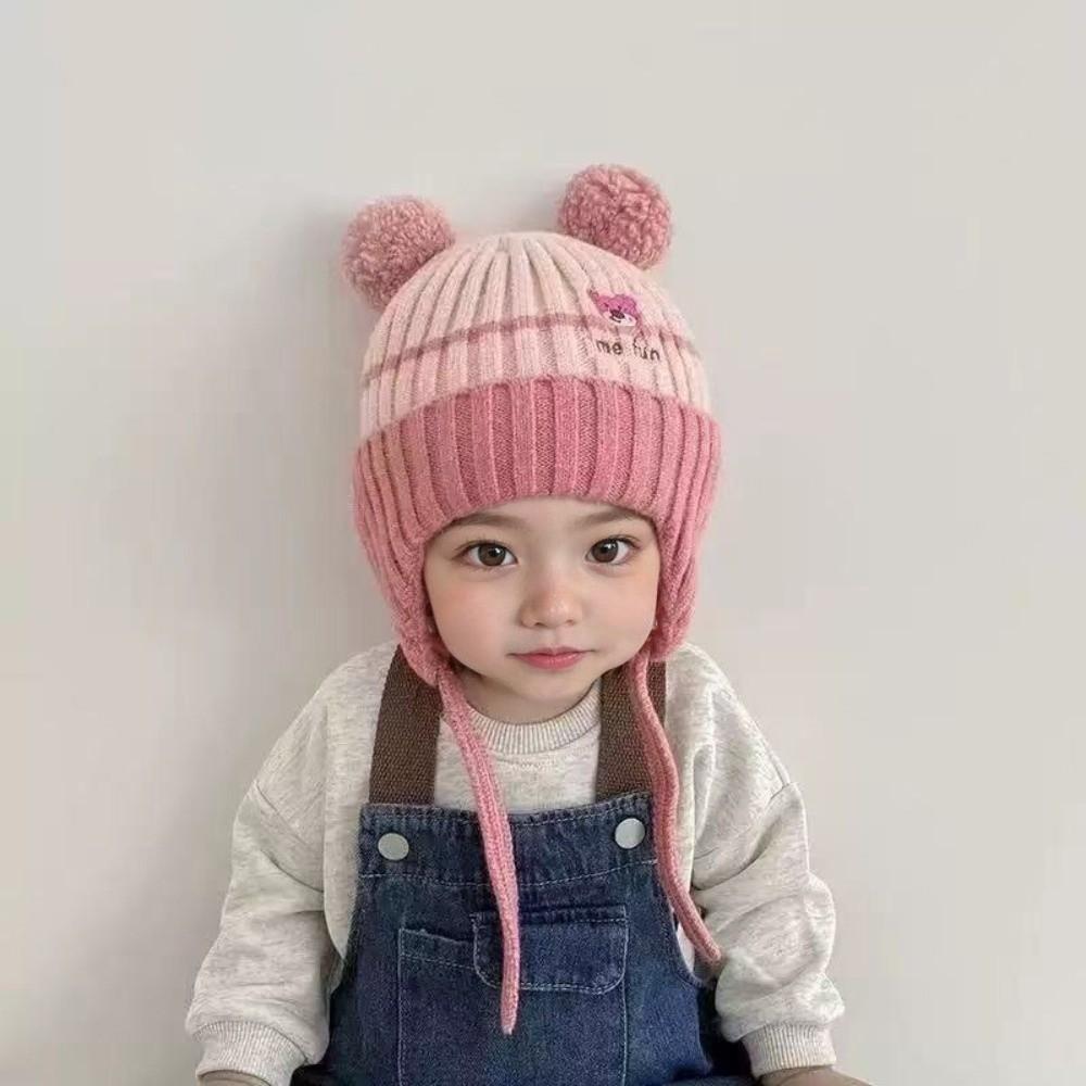 Earflap Design Kids Winter Hat Elastic Babies Knitted Cap New Children Beanie  Outdoor Play