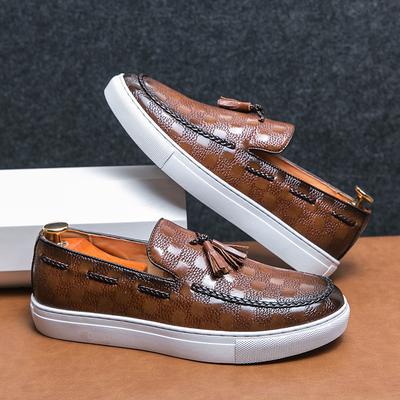 Fashion Men Casual Shoes Fashion Snakeskin Grain Leather Men's Retro British Style Loafers Slip-on Outdoor Flats Driving Shoes Sneakers