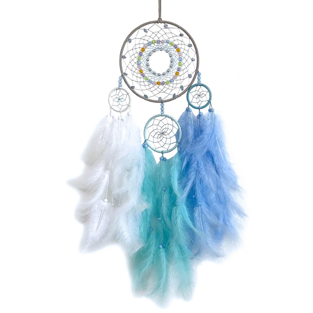 Colored feather dream catcher pendant, handmade wind chime, living room, bedroom, colorful pendant