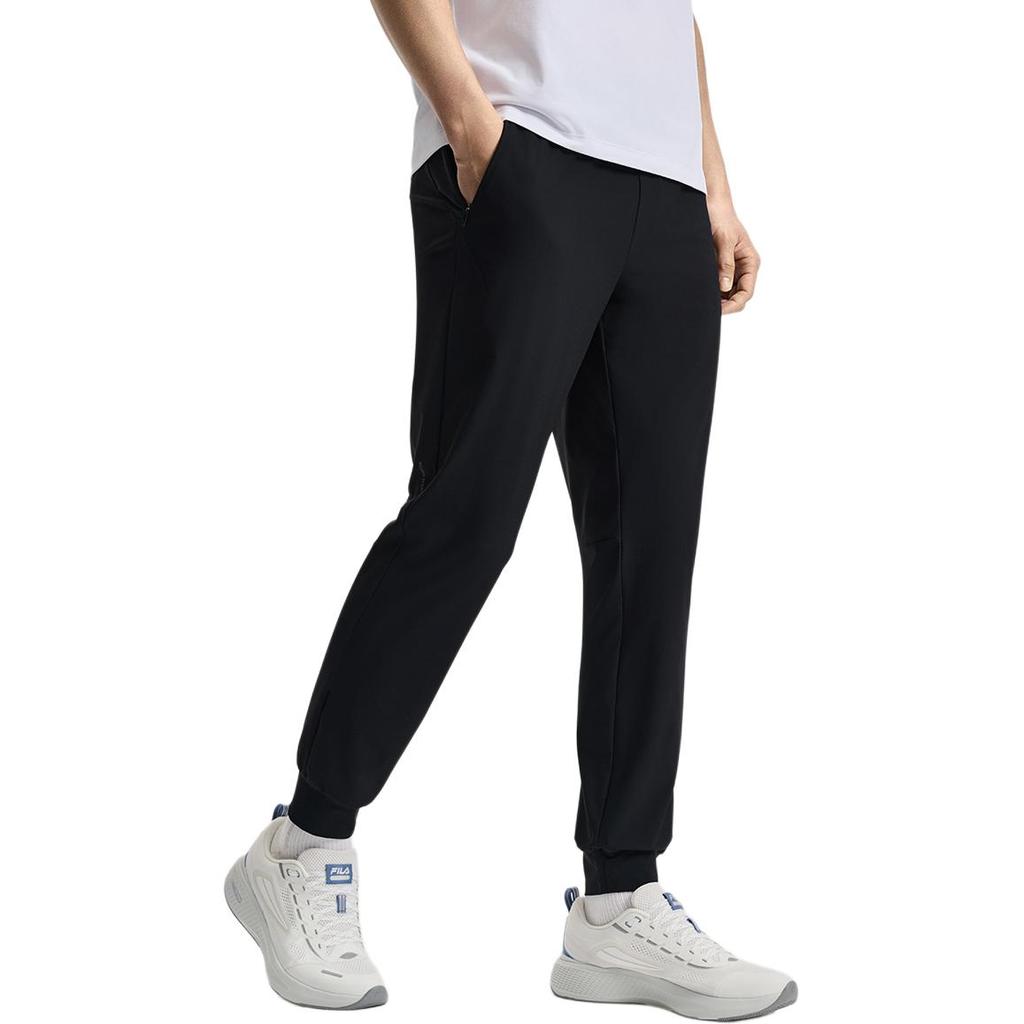 Fila Fitness Simple Comfortable Versatile Mid-Waist Tapered Knit Sports Pants Men Bottoms Deep-Black A11M521608FBK