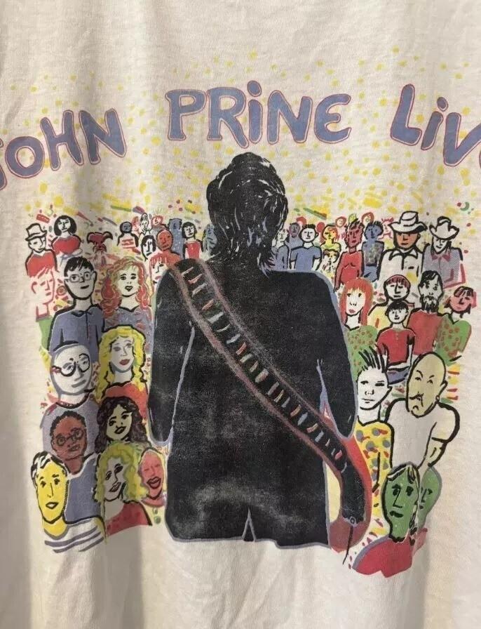 John Prine Shirt 1989 John Prine Live White Tshirt Unisex S5XL KK1710 Unisex T-Shirt S