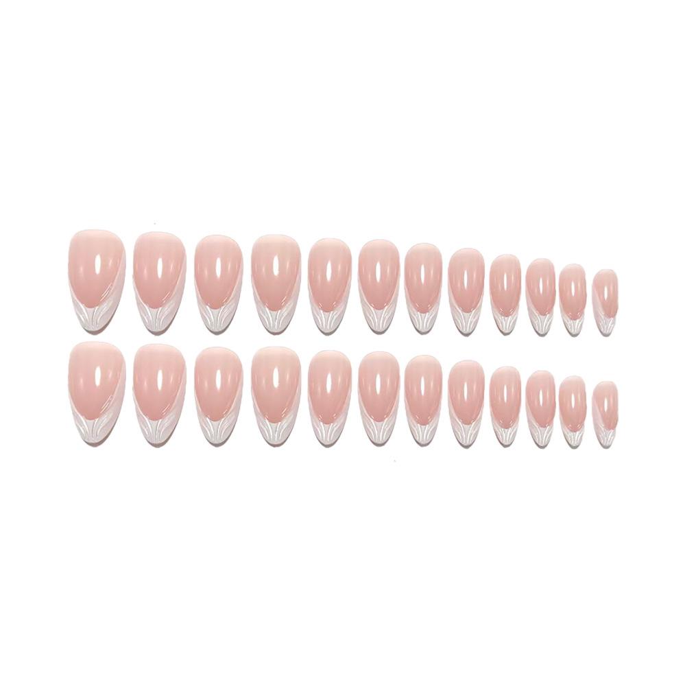 3D Resin Wave Pattern Wearable French White Edge Medium-Long Nail Art Fake Nails