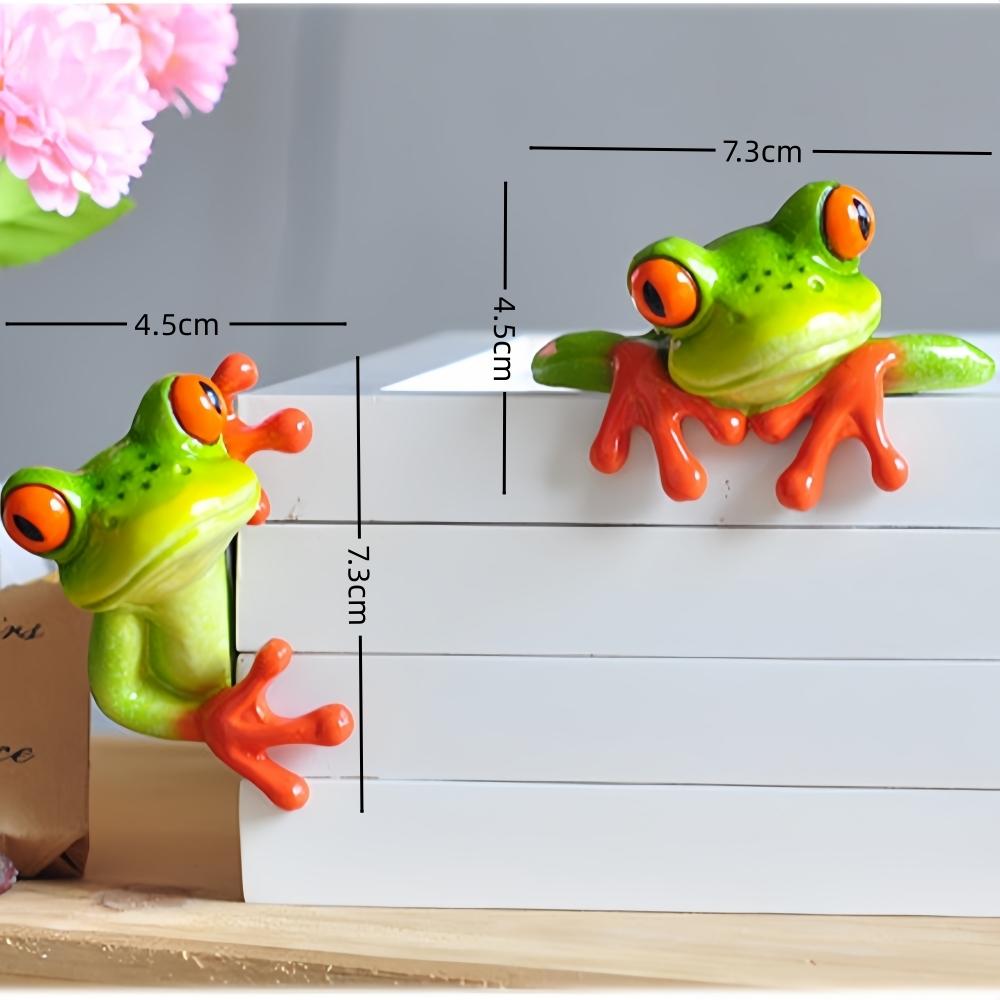 Creative 3D Frog Figurine Office Computer Decoration Car Decor Funny Peep Frog Statue Home TV Ornament Garden Bonsai Miniatures