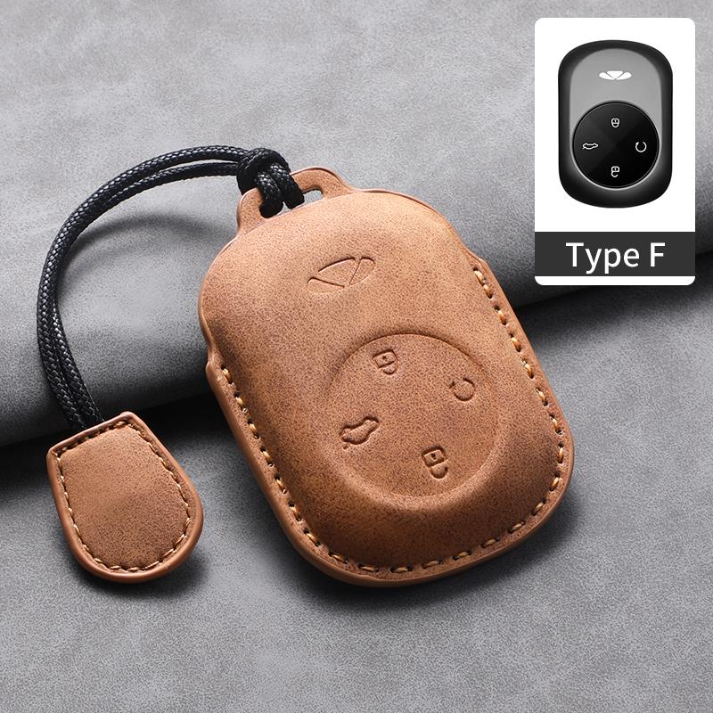 For Chery Fulwin T9 2025 Leather Car Key Bag Case Wallet Holder Key Cover Key Chains Car Accessories Key rope Keyring