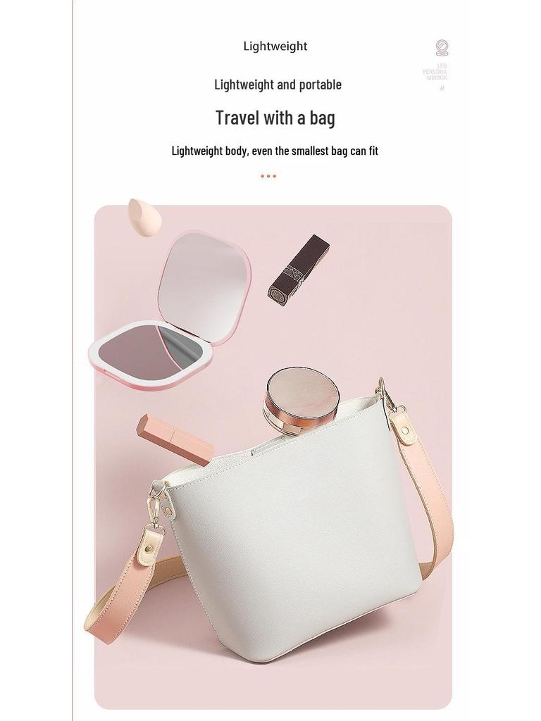 Portable Double-Sided LED Makeup Mirror with USB Charging and Custom Logo