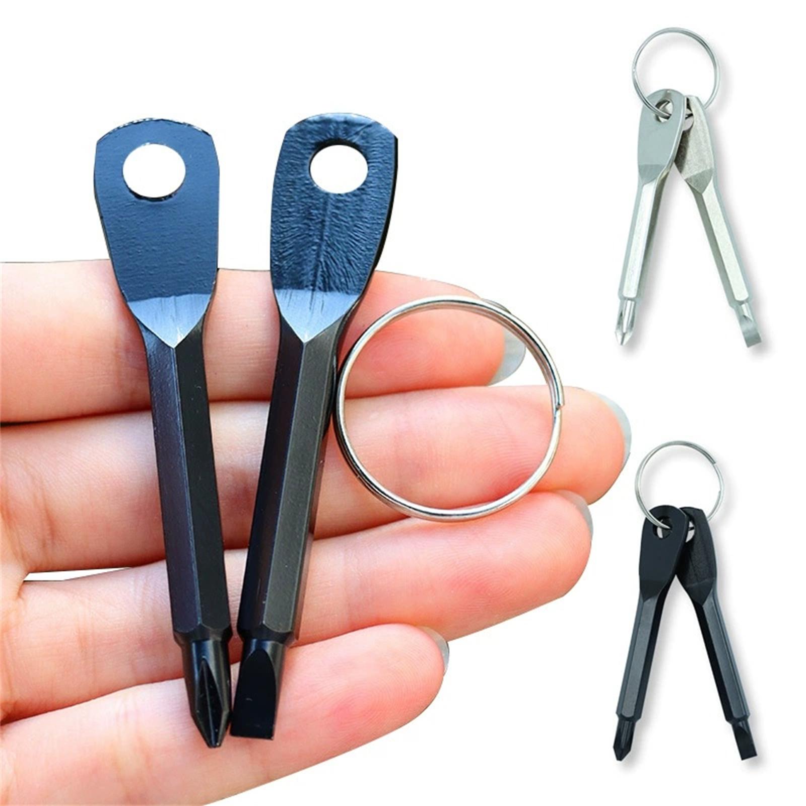 

Portable Slotted Flat Screwdriver Set Outdoor EDC Gadget Key Ring Keychain Pocket Keyring Screw Driver Tool One Size