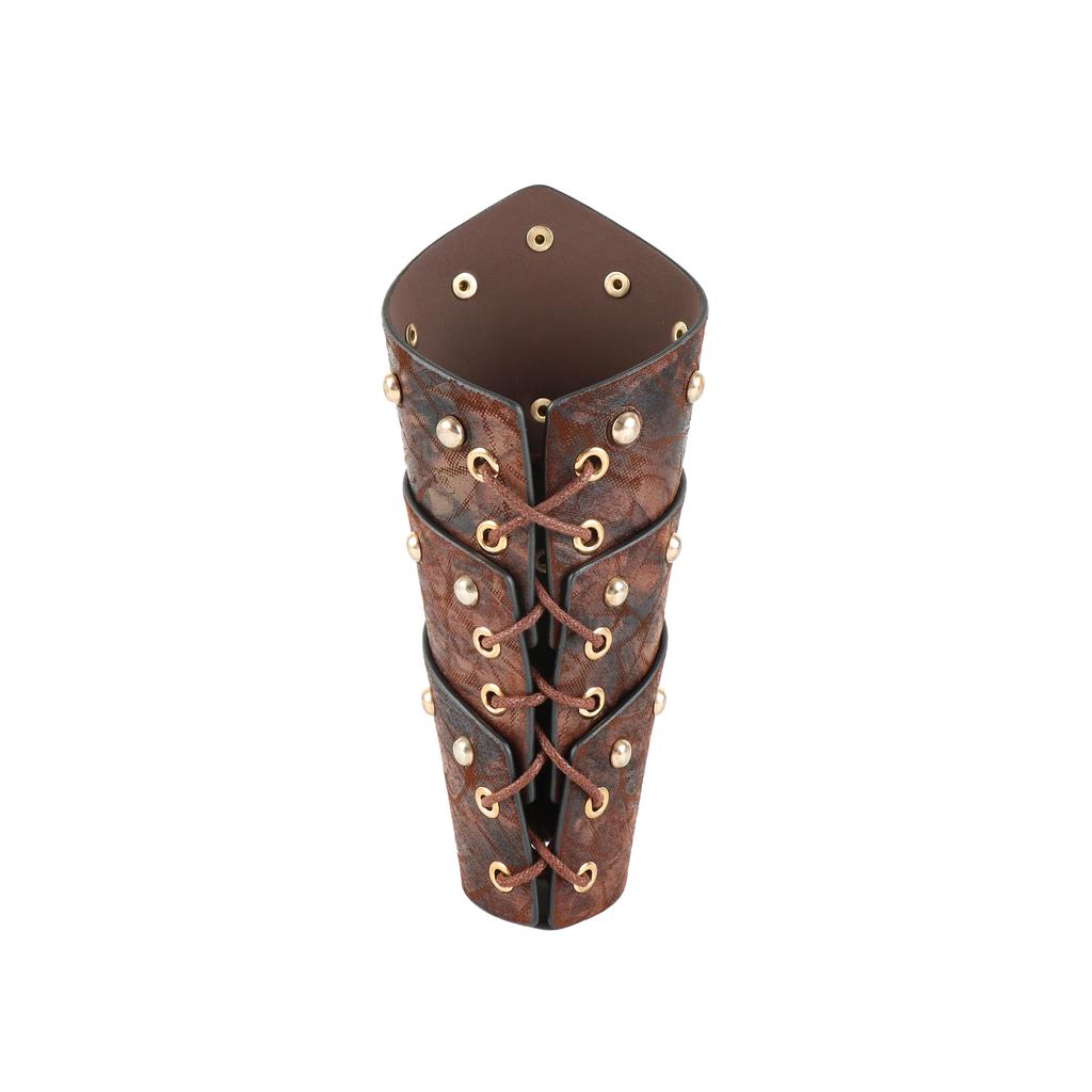 UYEE Mittelalter Wikinger Krieger Leder Armschutz Steampunk Pelz Elf LARP Kostüm für Männer Frauen Nieten Armschutz Halloween Zubehör
