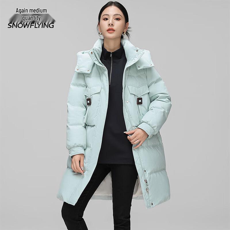 

XueZhongFei Women s Loose Long Down Jacket with Detachable Hood L