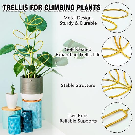 Metal Plant Trellis Leaf Shape Plant Support Frame Planter Insert Wire Trellis for Vine