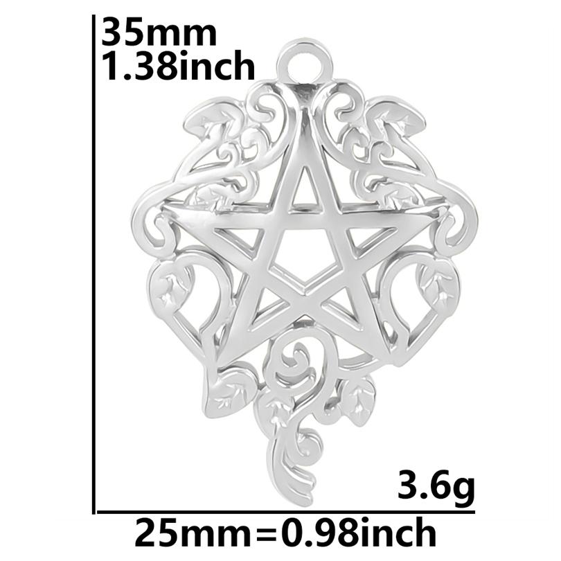 Silver Color Satan Charm Pentagram Star Moon Accessories Witch Celtic Knot No Fade DIY Stainless Steel Charms For Jewelry Making