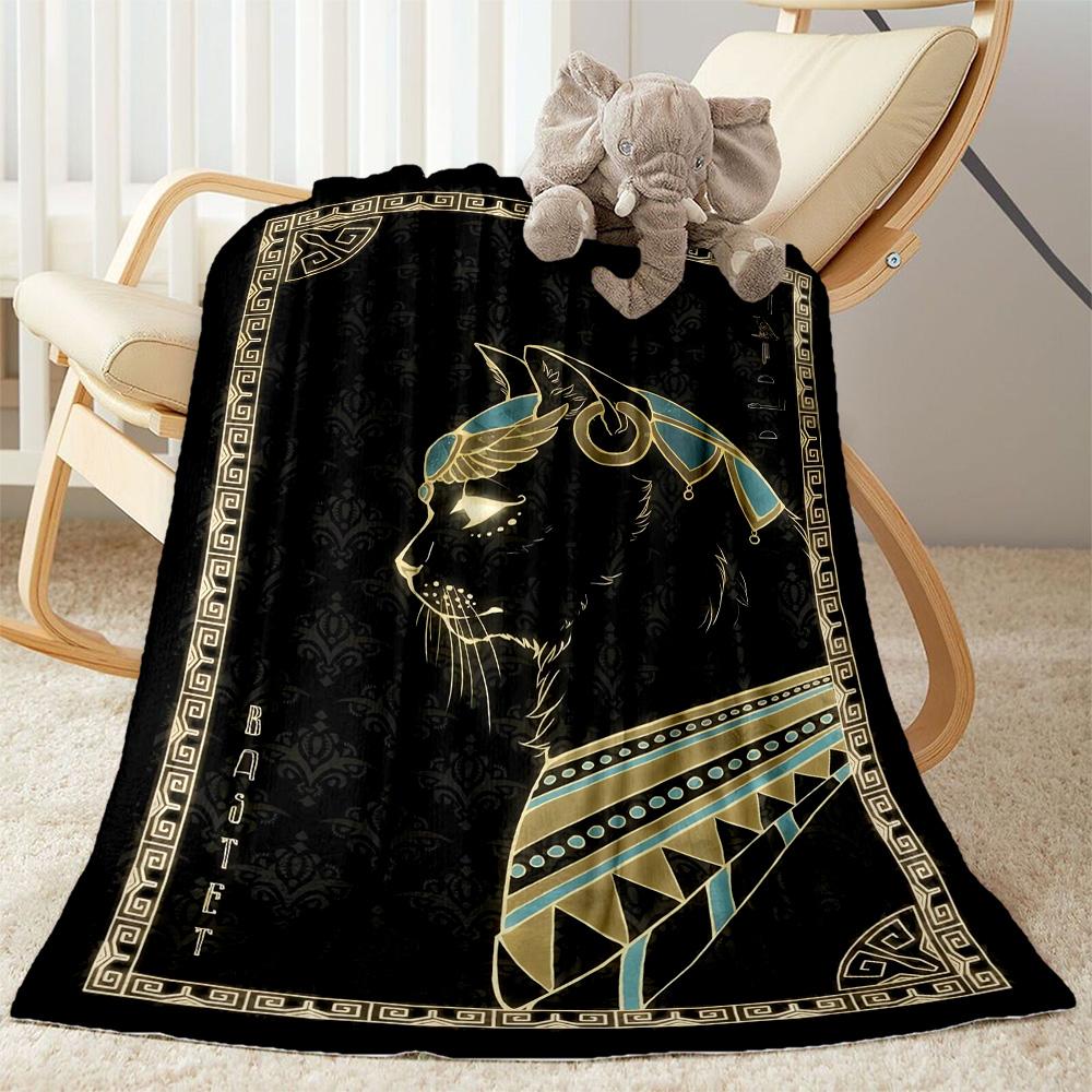 1pc Egyptian Cat Artwork blanket Soft and Warm for Sofa Office Camping Travel Livingroom Great Gift for Friends and Family Comfortable