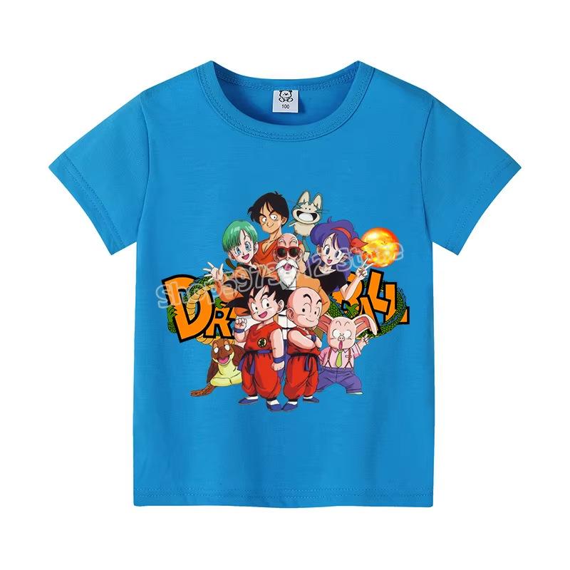 Colorful Dragon Ball Sun T-shirt: Harajuku Style Short Sleeve for Kids
