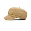 Solid Color Newsboy Cap Unisex Buckle Detail Fiddler Hat Adjustable Driving Cabbie Cap Casual
