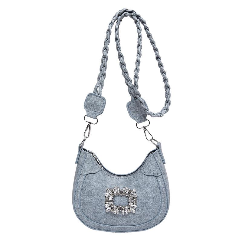 Square diamond fashion woven shoulder strap small bag women's 2024 spring and summer niche design temperament messenger bag women's bag