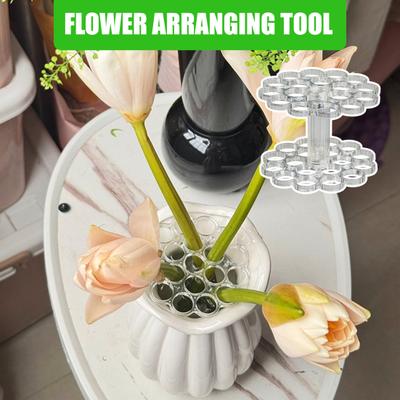 2Pcs Vase Flower Frog Reusable Clear Flower Arrangement Holder Flower Stem Holder Grid for Arranging Flowers Wedding Bridal Shower Party Decor