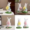 Handcrafts Resins Easters Bunnies Holding Eggs Decoration Cute Rabbit Figurine with Lawn Base for Home and Office Decors
