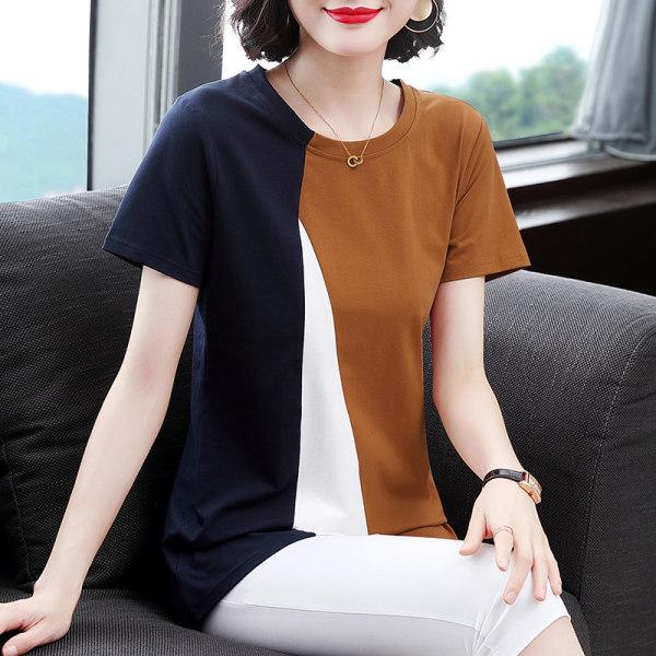Large Size Women's New Style Middle-aged Mother's Short-sleeved T-shirt for Women's Summer Loose Mid-length Top