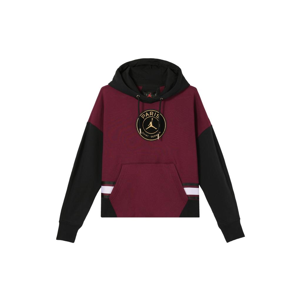 Jordan Paris Saint-Germain Fleece-Lined Warm Sports Pullover Hoodie Women Tops Bordeaux CU5282-610