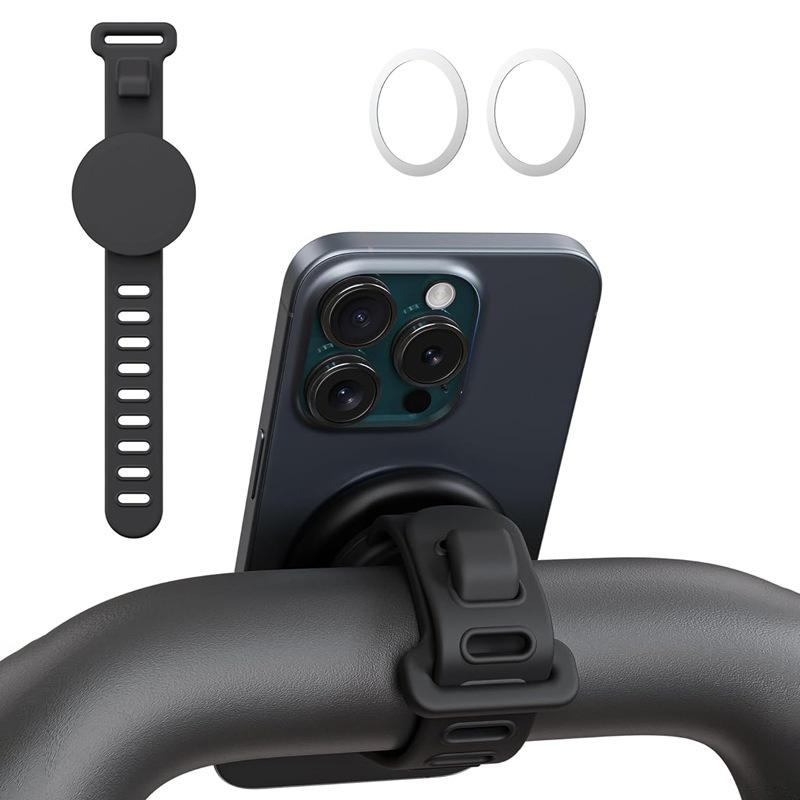 Magnetic Adjustable Fitness Phone Mount Anti-Slip Gym Holder for Workout Exercise Running Treadmill Compatible with All Smart Phones