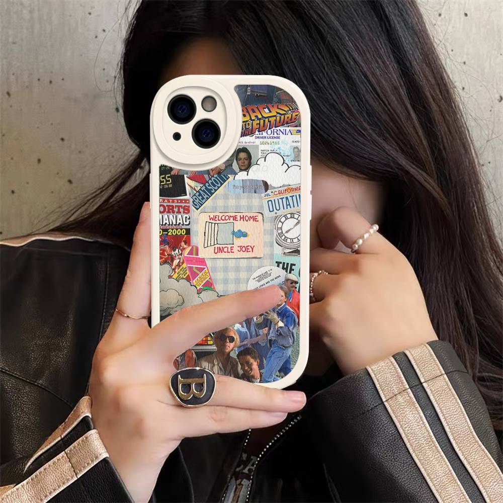 Movie B-Back To The F-Future For IPhone 16 15 14 13 12 11 Pro Max Plus Shockproof Leather Soft Phone Cover