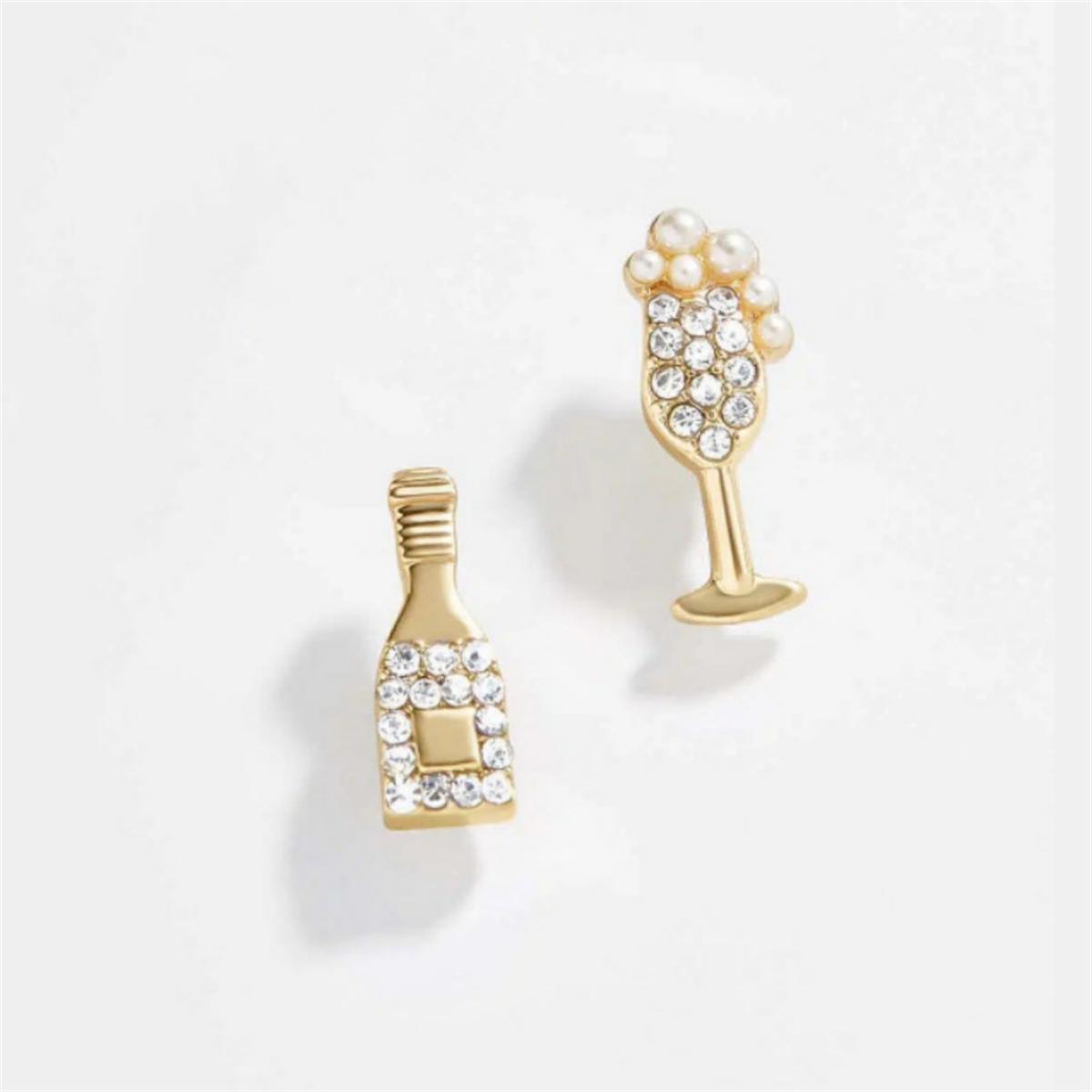 Cute Food-Themed Stud Earrings | Asymmetrical Breakfast Design | Gold Plated Dopamine Jewelry