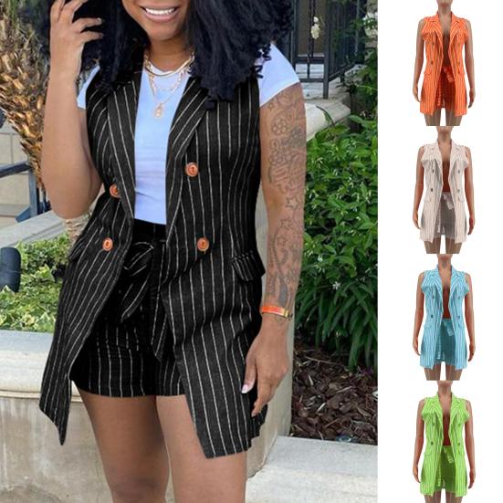 Mode Costumes Gilets de costume Twin set Gilet de costume noir motif ray\u00e9 style d\u2019affaires