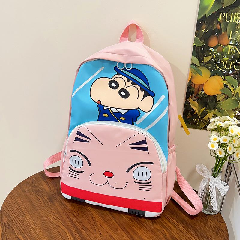 

Crayon Shin-chan Cartoon Color Block Double Shoulder Backpack рожевий