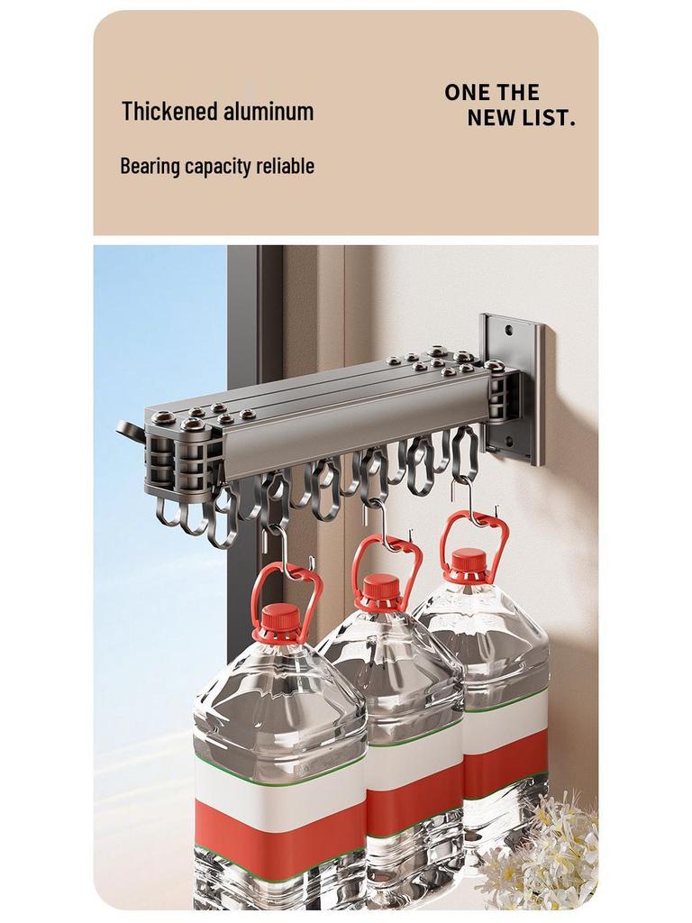 Wall-Mounted Retractable Folding Clothes Drying Rack for Indoor/Balcony Use