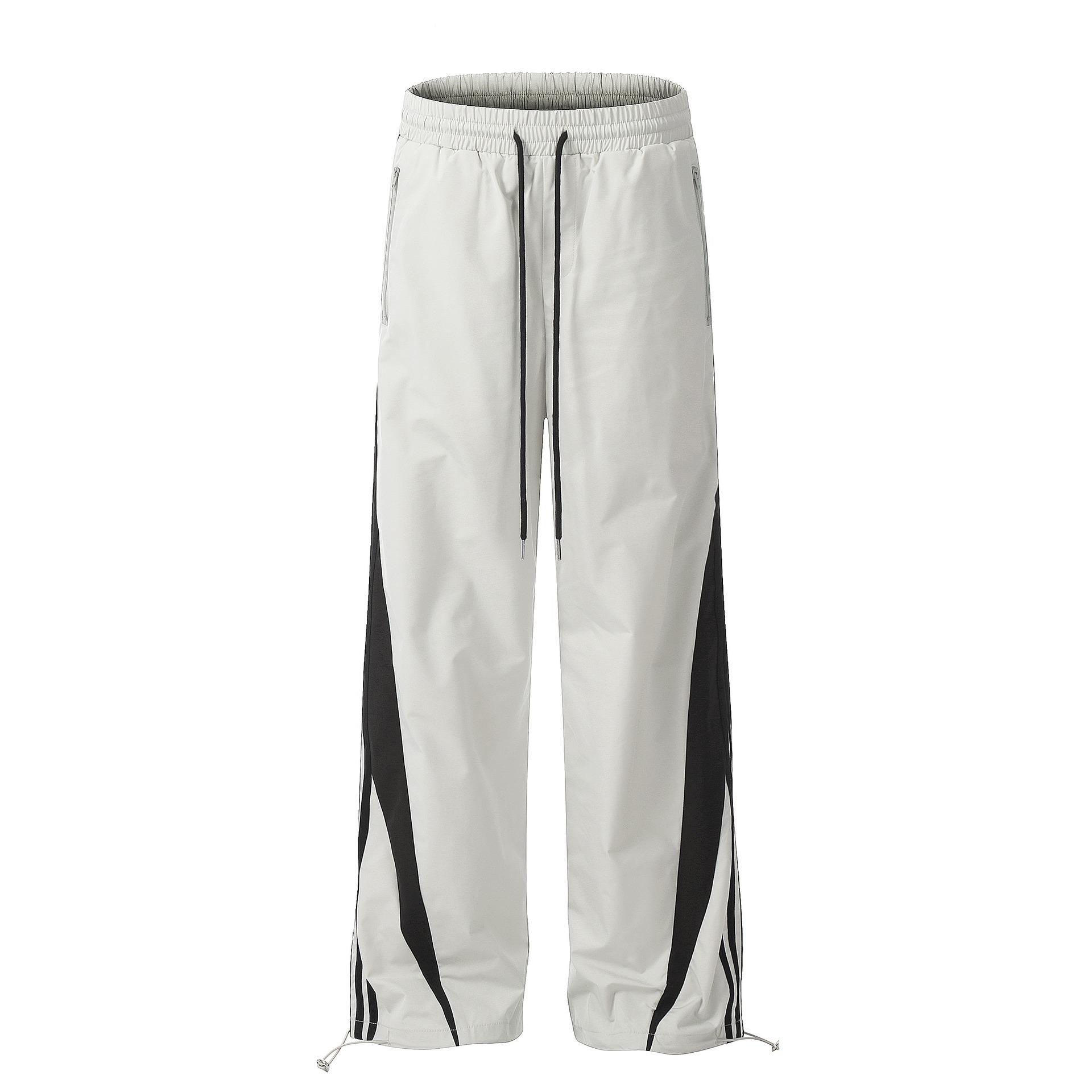 

Ice Degree Американские ретро спортивные штаны с тремя полосками: Унисекс Свободный Крой Повседневная Одежда M бежевый