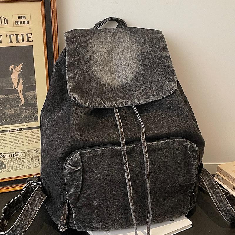 Schultasche Retro Denim Rucksack Damen Neu Große Kapazität Canvas Rucksack Schüler Schultasche Einfach Persönlichkeit Große Tasche