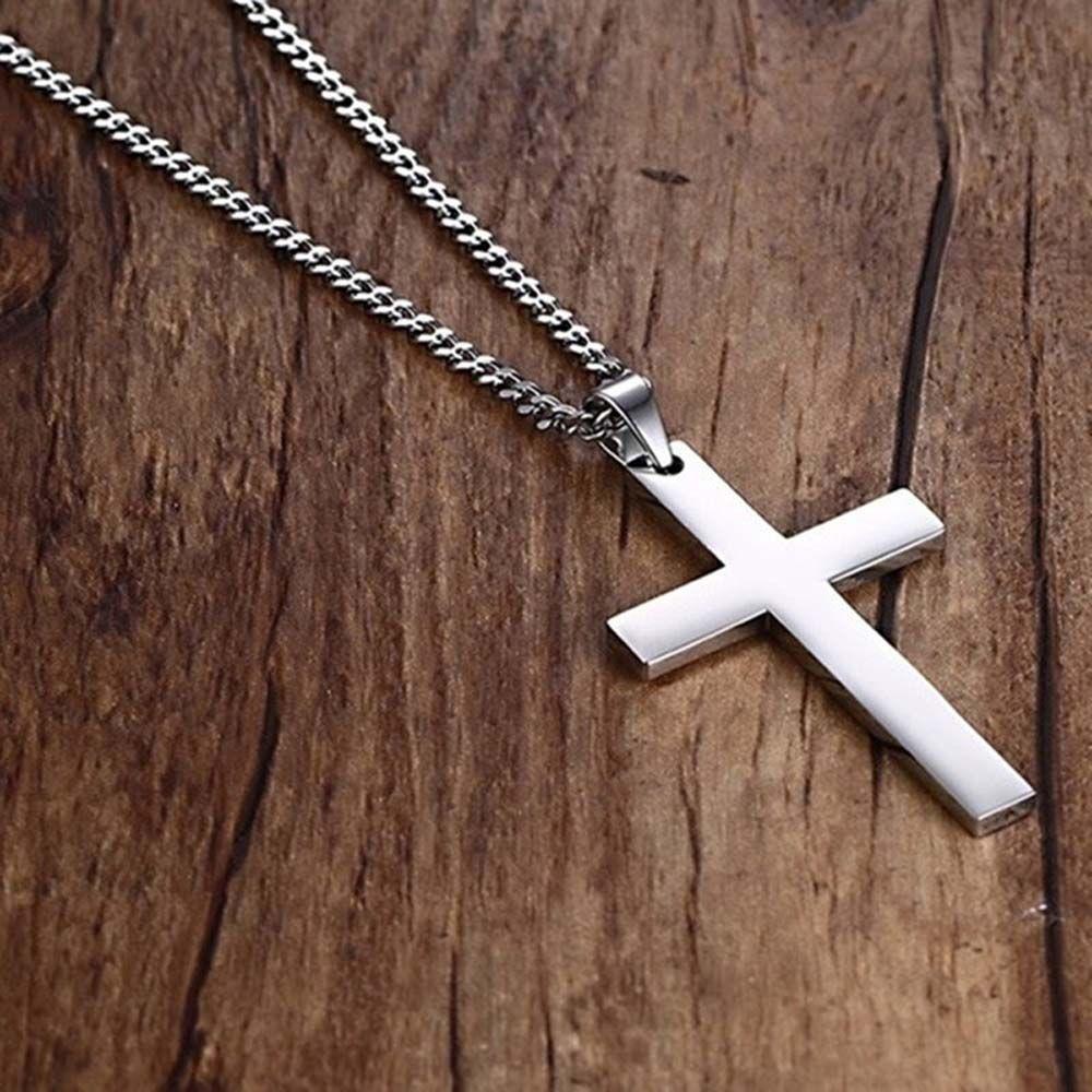 Gift Men Gold Color Black Minimalism Metal Cross Necklaces Cross Pendant Clavicle Chains Necklaces