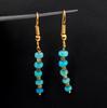 Natural Blue Ethiopian Opal Beads Earrings Multi Fire Opal 10K Gold Cabochon Beaded
