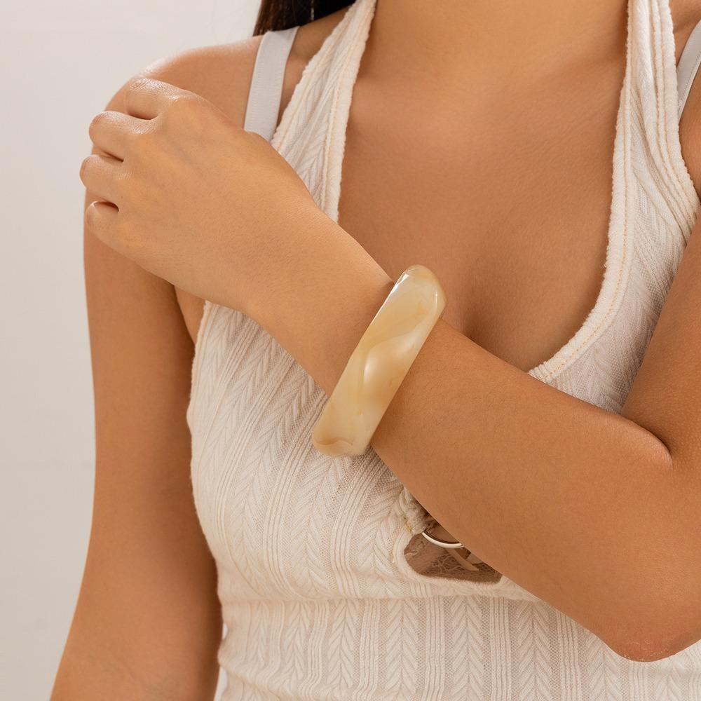 Vintage Irregular Acrylic Bangles Exaggerated Geometric Charm Bracelets  Gifts for Women Girl