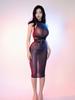 Sexy Women Oil Glossy Shiny Tight Micro Mini Dress Sheer See Through Backless Bandage Elastic Dress Cosplay Maid Dress
