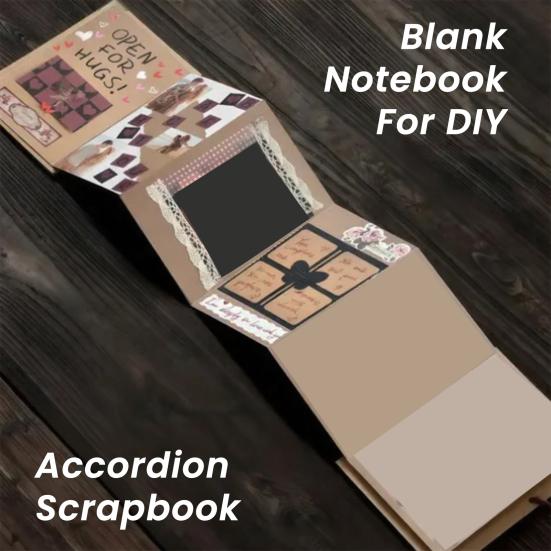 1 Set Accordion Scrapbook Album Foldable Stretchable Photo Album with DIY Materials Memory Book Crafting Kit for Scrapbooking Journaling Gifting