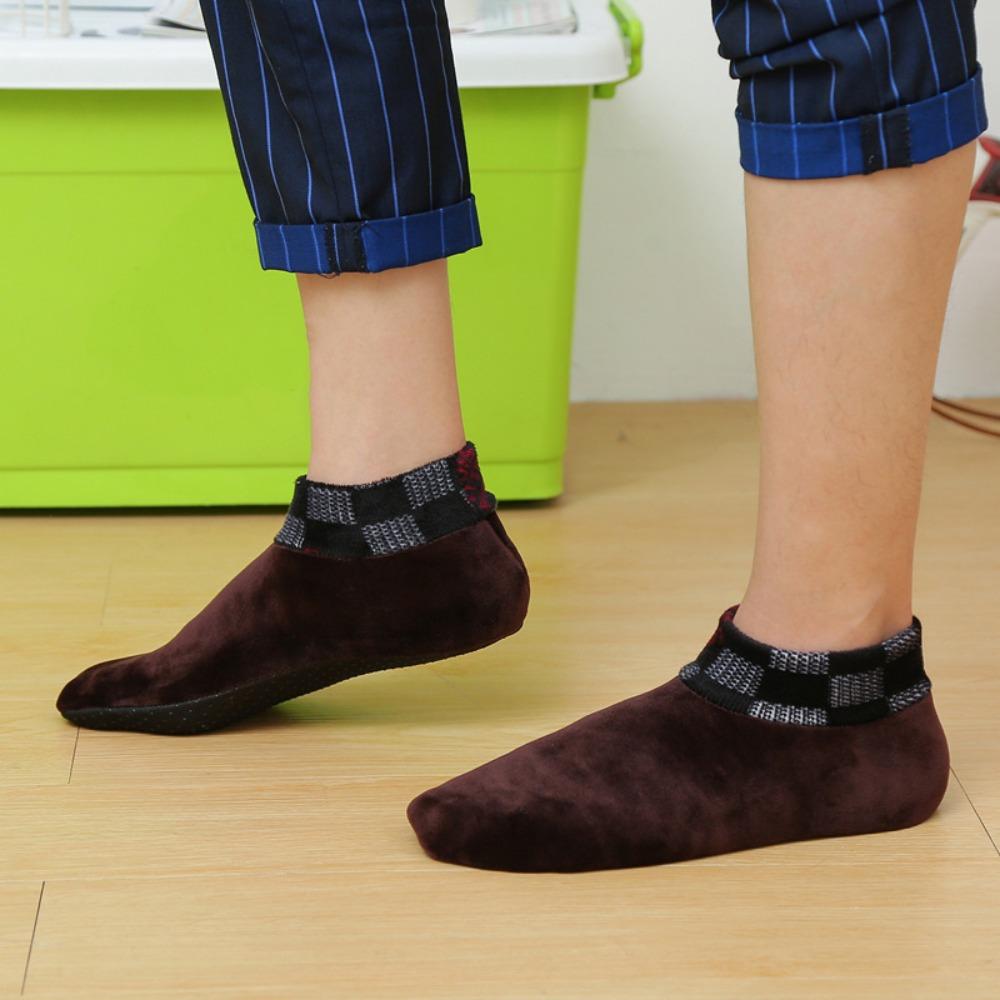 

Fashion Winter Warm Home Bed Sock Indoor Thermal Thicken Floor Socks Elastic Polar Fleece Non Slip Sockings For Women Man One Size коричневий