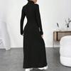 Ladies' Temperament Slim Fit High Neck Fashionable Solid Color Long Sleeved Dress