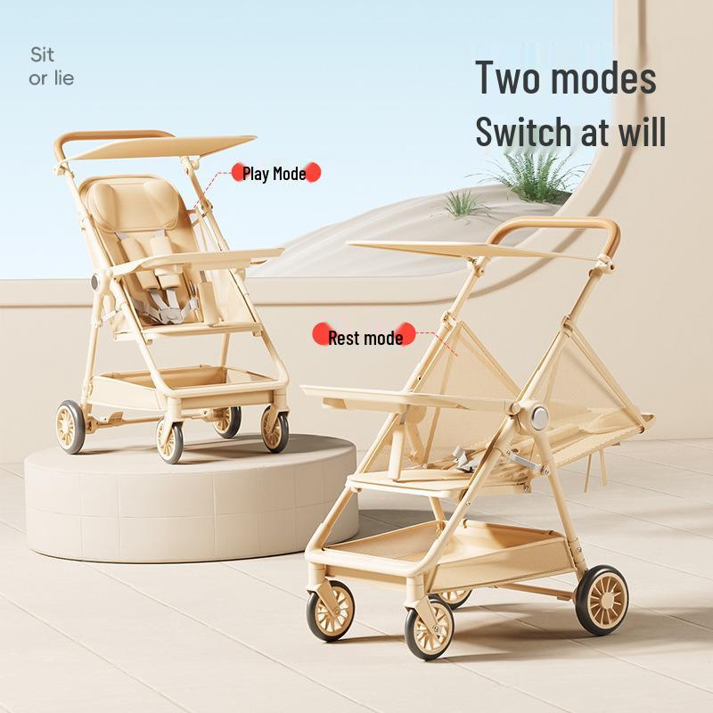 Lightweight & Portable Baby Stroller: Reclining, Four-Wheel for Ages 0-5