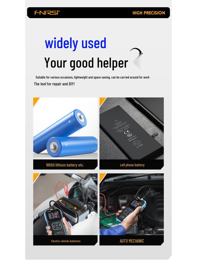 FNIRSI High-Precision Lithium Battery Voltage & Resistance Meter for 18650 Battery Internal Resistance Detection
